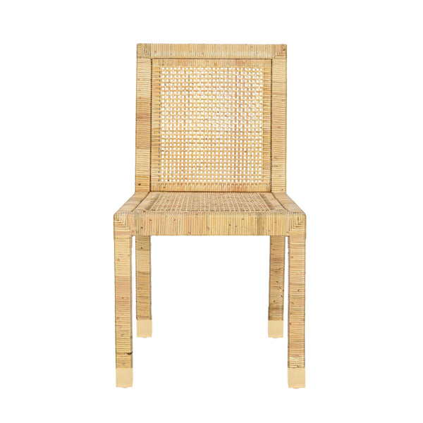 Tov Furniture Amara Stylish Linen Dining Chair - Comfortable Rattan Seating Perfect For Elegant Kitchen Spaces Cream,Natural Brass,Linen,Rattan,Wood Tov-d21029