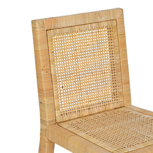 Tov Furniture Amara Stylish Linen Dining Chair - Comfortable Rattan Seating Perfect For Elegant Kitchen Spaces Cream,Natural Brass,Linen,Rattan,Wood Tov-d21029