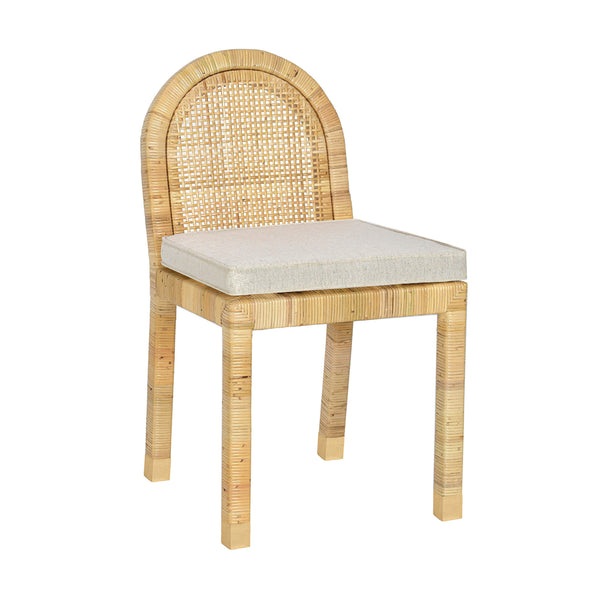 Tov Furniture Amara Stylish Linen Dining Chair - Comfortable Rattan Seating Perfect For Elegant Kitchen Spaces Cream,Natural Brass,Linen,Rattan,Wood Tov-d21030