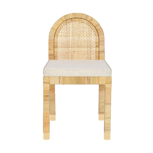 Tov Furniture Amara Stylish Linen Dining Chair - Comfortable Rattan Seating Perfect For Elegant Kitchen Spaces Cream,Natural Brass,Linen,Rattan,Wood Tov-d21030