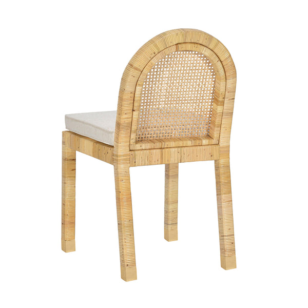 Tov Furniture Amara Stylish Linen Dining Chair - Comfortable Rattan Seating Perfect For Elegant Kitchen Spaces Cream,Natural Brass,Linen,Rattan,Wood Tov-d21030