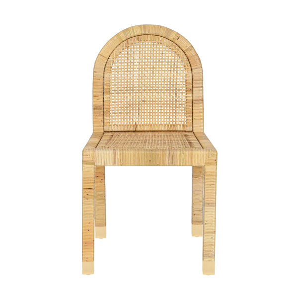 Tov Furniture Amara Stylish Linen Dining Chair - Comfortable Rattan Seating Perfect For Elegant Kitchen Spaces Cream,Natural Brass,Linen,Rattan,Wood Tov-d21030