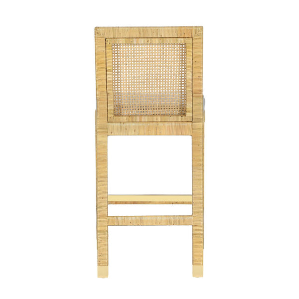 TOV Furniture Amara Rattan Stool with Cream Linen Upholstery - Handcrafted Comfort for Coastal and Boho Spaces Counter Height TOV-D21031