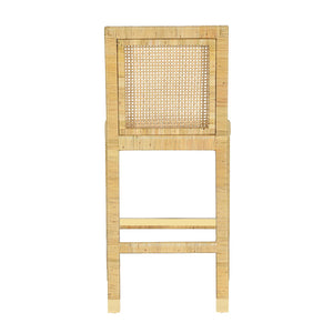 TOV Furniture Amara Rattan Stool with Cream Linen Upholstery - Handcrafted Comfort for Coastal and Boho Spaces Counter Height TOV-D21031