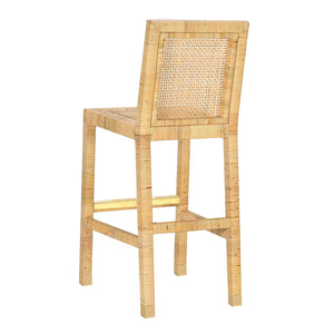 TOV Furniture Amara Rattan Stool with Cream Linen Upholstery - Handcrafted Comfort for Coastal and Boho Spaces Bar Height TOV-D21032