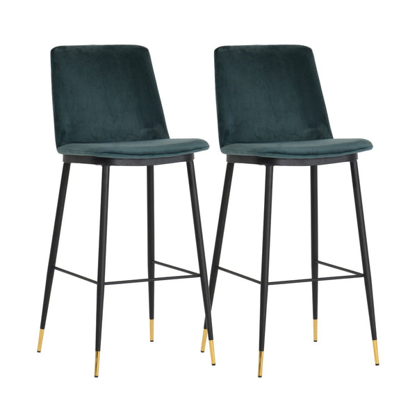 TOV Furniture Evora Velvet Counter Stool Set of 2 - Mid-Century Modern Design for Stylish Dining & Entertaining Green TOV-D4330