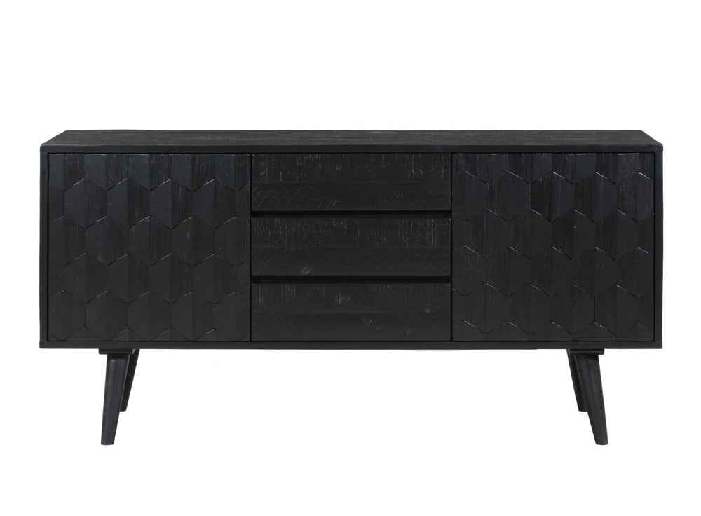 TOV Furniture Valentina 59" Black Acacia Buffet - Luxe Hollywood Glam with Geometric Design & Ample Storage Space TOV-D44013