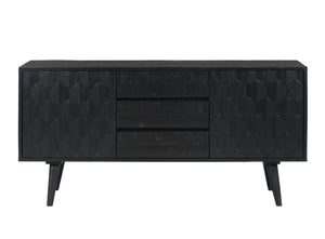 TOV Furniture Valentina 59" Black Acacia Buffet - Luxe Hollywood Glam with Geometric Design & Ample Storage Space TOV-D44013