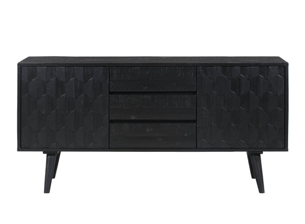 TOV Furniture Valentina 59" Black Acacia Buffet - Luxe Hollywood Glam with Geometric Design & Ample Storage Space TOV-D44013