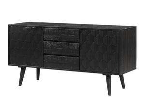 TOV Furniture Valentina 59" Black Acacia Buffet - Luxe Hollywood Glam with Geometric Design & Ample Storage Space TOV-D44013