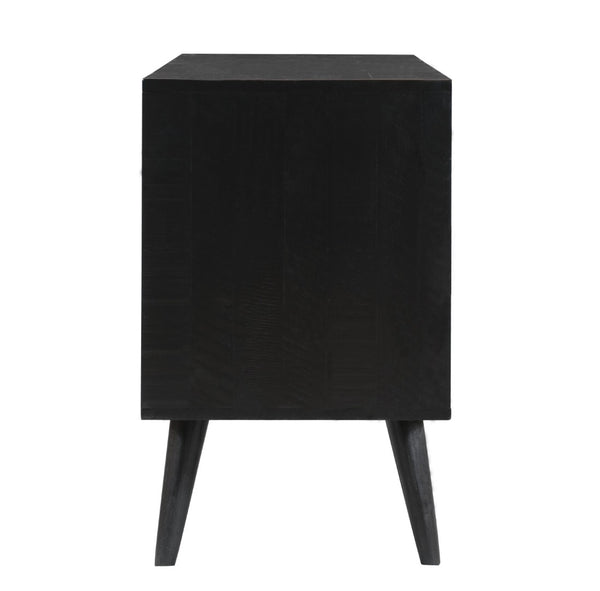 TOV Furniture Valentina 59" Black Acacia Buffet - Luxe Hollywood Glam with Geometric Design & Ample Storage Space TOV-D44013