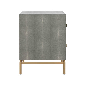 TOV Furniture Pesce 25" Shagreen Nightstand with 2 Felt-Lined Drawers and Elegant Brass Accents for Modern Spaces Grey TOV-D44015