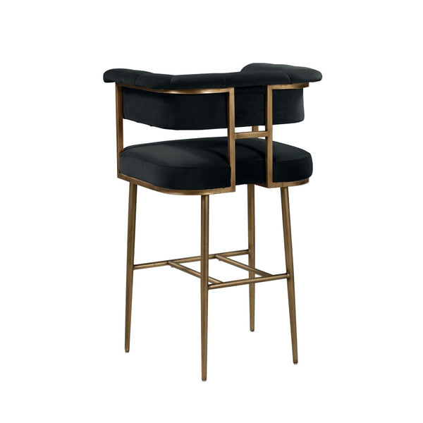 TOV Furniture Astrid Velvet Stool - Luxurious Upholstered Seating with Antique Brass Frame for Elegant Dining Spaces Grey / Bar Height TOV-D44027