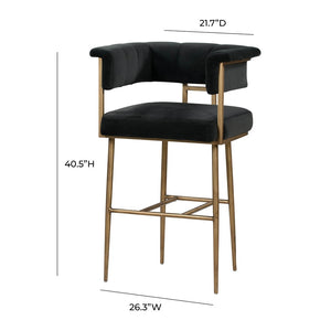 TOV Furniture Astrid Velvet Stool - Luxurious Upholstered Seating with Antique Brass Frame for Elegant Dining Spaces Grey / Bar Height TOV-D44027