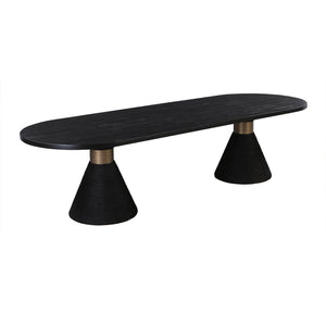TOV Furniture Rishi 120" Coastal-Inspired Dining Table with Acacia Wood Top and Textured Rope Pedestal Base Black TOV-D44047