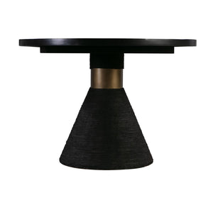 TOV Furniture Rishi 120" Coastal-Inspired Dining Table with Acacia Wood Top and Textured Rope Pedestal Base Black TOV-D44047