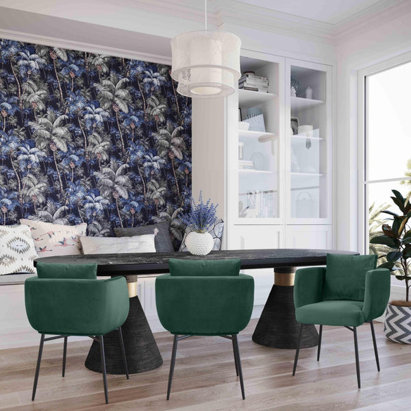 TOV Furniture Rishi 120" Coastal-Inspired Dining Table with Acacia Wood Top and Textured Rope Pedestal Base Black TOV-D44047