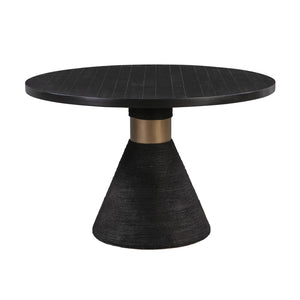 TOV Furniture Rishi 48" Coastal-Inspired Round Dining Table with Acacia Wood Top and Textured Rope Base, Modern Charm Black TOV-D44049