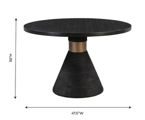 TOV Furniture Rishi 48" Coastal-Inspired Round Dining Table with Acacia Wood Top and Textured Rope Base, Modern Charm Black TOV-D44049
