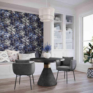 TOV Furniture Rishi 48" Coastal-Inspired Round Dining Table with Acacia Wood Top and Textured Rope Base, Modern Charm Black TOV-D44049