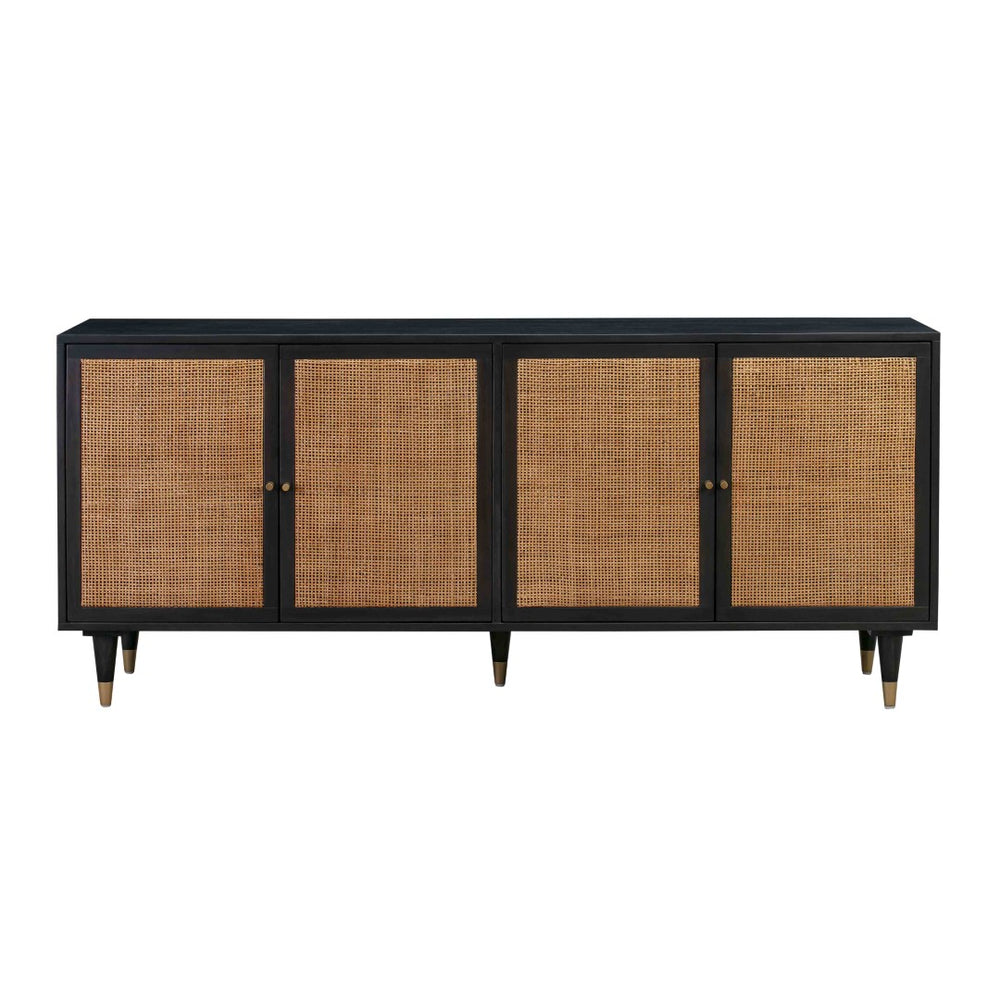 TOV Furniture Sierra 72" Artisan-Crafted Cane Sideboard with Minimalist Design and Ample Storage for Modern Spaces Black TOV-D44105
