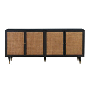 TOV Furniture Sierra 72" Artisan-Crafted Cane Sideboard with Minimalist Design and Ample Storage for Modern Spaces Black TOV-D44105