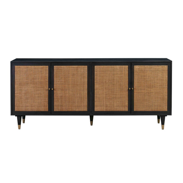 TOV Furniture Sierra 72" Artisan-Crafted Cane Sideboard with Minimalist Design and Ample Storage for Modern Spaces Black TOV-D44105
