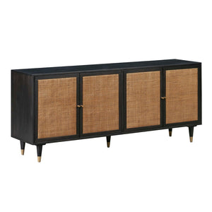 TOV Furniture Sierra 72" Artisan-Crafted Cane Sideboard with Minimalist Design and Ample Storage for Modern Spaces Black TOV-D44105