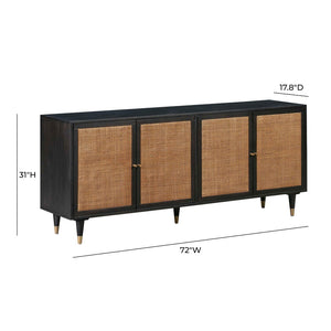 TOV Furniture Sierra 72" Artisan-Crafted Cane Sideboard with Minimalist Design and Ample Storage for Modern Spaces Black TOV-D44105