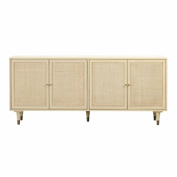 TOV Furniture Sierra 72" Artisan-Crafted Cane Sideboard with Minimalist Design and Ample Storage for Modern Spaces Buttermilk TOV-D44110
