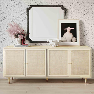 TOV Furniture Sierra 72" Artisan-Crafted Cane Sideboard with Minimalist Design and Ample Storage for Modern Spaces Buttermilk TOV-D44110