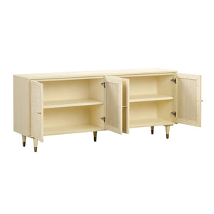 TOV Furniture Sierra 72" Artisan-Crafted Cane Sideboard with Minimalist Design and Ample Storage for Modern Spaces Buttermilk TOV-D44110