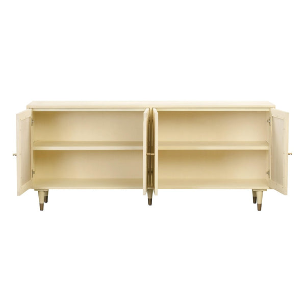 TOV Furniture Sierra 72" Artisan-Crafted Cane Sideboard with Minimalist Design and Ample Storage for Modern Spaces Buttermilk TOV-D44110