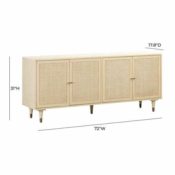 TOV Furniture Sierra 72" Artisan-Crafted Cane Sideboard with Minimalist Design and Ample Storage for Modern Spaces Buttermilk TOV-D44110
