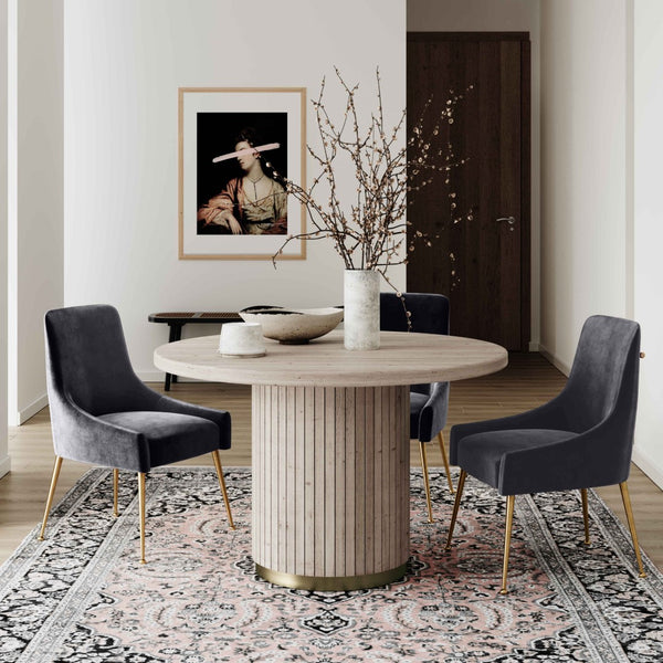 TOV Furniture Beatrix Velvet Side Chair - Chic Comfort with Gold Accents for Dining Rooms, Living Spaces & More Grey TOV-D47