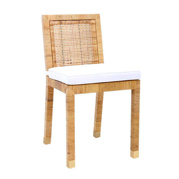 TOV Furniture Amara Rattan Dining Chair with Performance Fabric – Coastal Style, Durable Comfort & Easy Care TOV-D44150