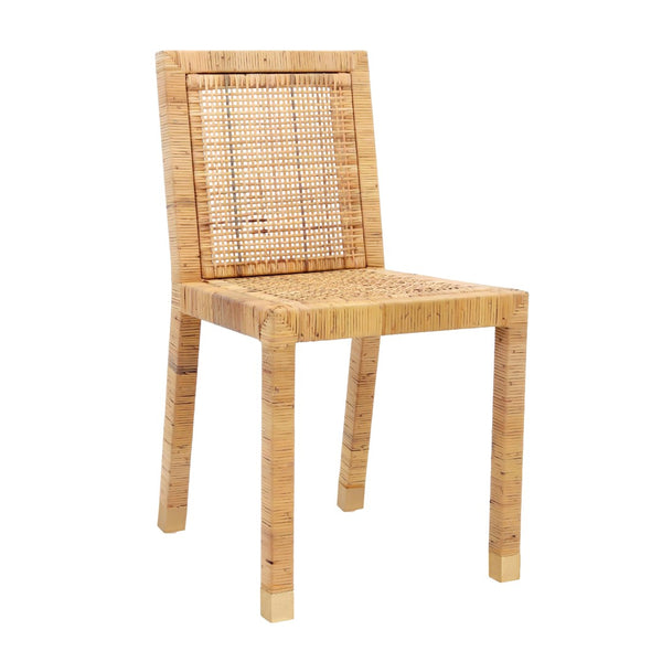 TOV Furniture Amara Rattan Dining Chair with Performance Fabric – Coastal Style, Durable Comfort & Easy Care TOV-D44150