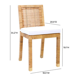 TOV Furniture Amara Rattan Dining Chair with Performance Fabric – Coastal Style, Durable Comfort & Easy Care TOV-D44150