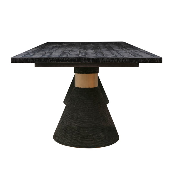 TOV Furniture Rishi 120" Coastal-Inspired Rectangular Dining Table with Rope Base for Modern Elegance and Comfort Black TOV-D44153