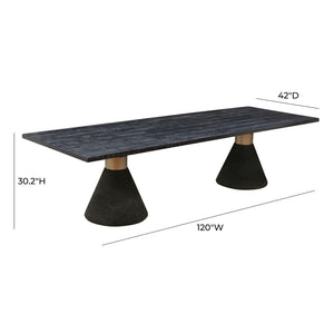 TOV Furniture Rishi 120" Coastal-Inspired Rectangular Dining Table with Rope Base for Modern Elegance and Comfort Black TOV-D44153