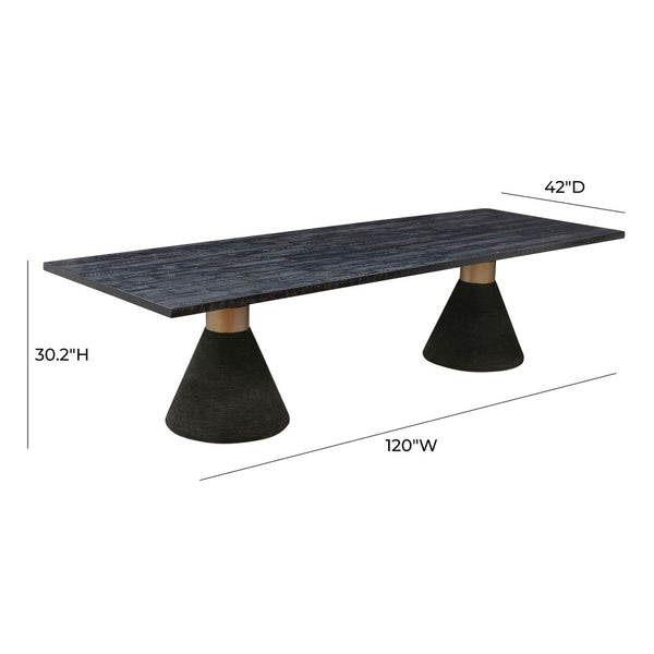 TOV Furniture Rishi 120" Coastal-Inspired Rectangular Dining Table with Rope Base for Modern Elegance and Comfort Black TOV-D44153