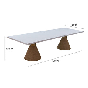 TOV Furniture Rishi 120" Coastal-Inspired Rectangular Dining Table with Rope Base for Modern Elegance and Comfort Natural/White TOV-D44154