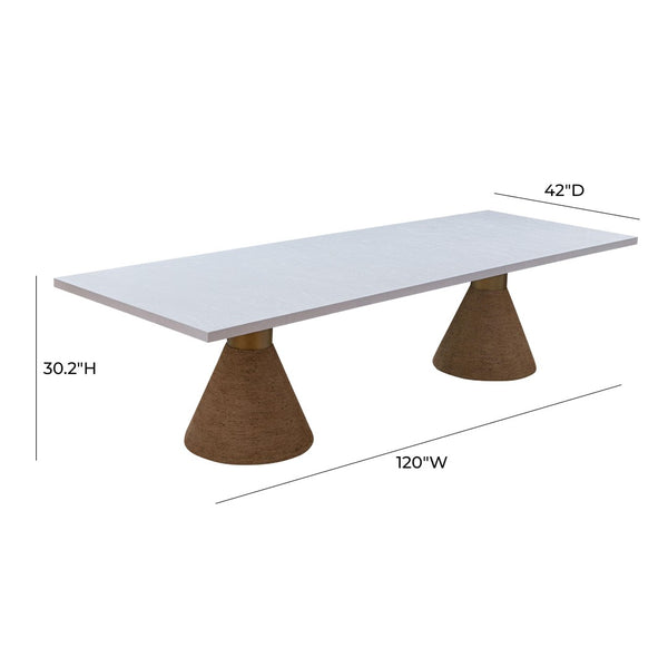 TOV Furniture Rishi 120" Coastal-Inspired Rectangular Dining Table with Rope Base for Modern Elegance and Comfort Natural/White TOV-D44154