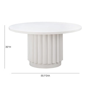TOV Furniture Kali 55" White Round Dining Table - Modern Handcrafted Centerpiece for Stylish Dining & Entertaining TOV-D44174