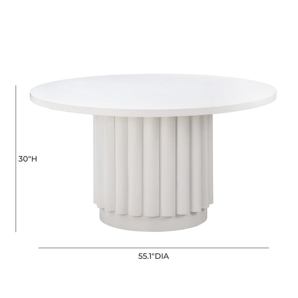 TOV Furniture Kali 55" White Round Dining Table - Modern Handcrafted Centerpiece for Stylish Dining & Entertaining TOV-D44174