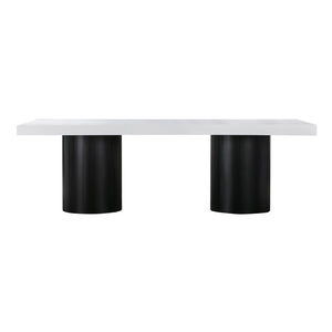 TOV Furniture Nova 95" White Lacquer Dining Table – Modern Elegance with Sturdy Black Pedestal for 8-10 Guests TOV-D44185