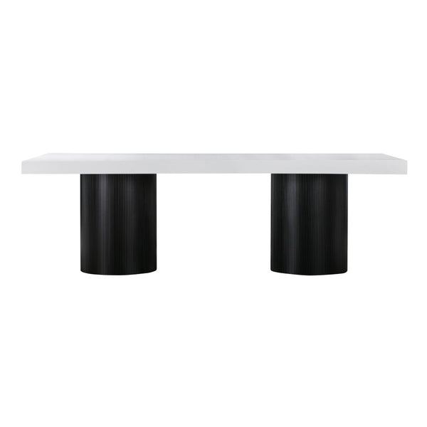 TOV Furniture Nova 95" White Lacquer Dining Table – Modern Elegance with Sturdy Black Pedestal for 8-10 Guests TOV-D44185