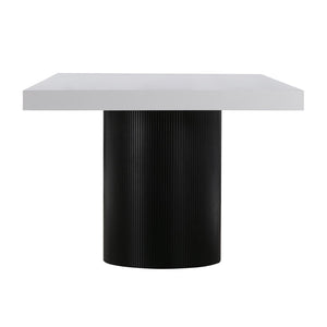 TOV Furniture Nova 95" White Lacquer Dining Table – Modern Elegance with Sturdy Black Pedestal for 8-10 Guests TOV-D44185