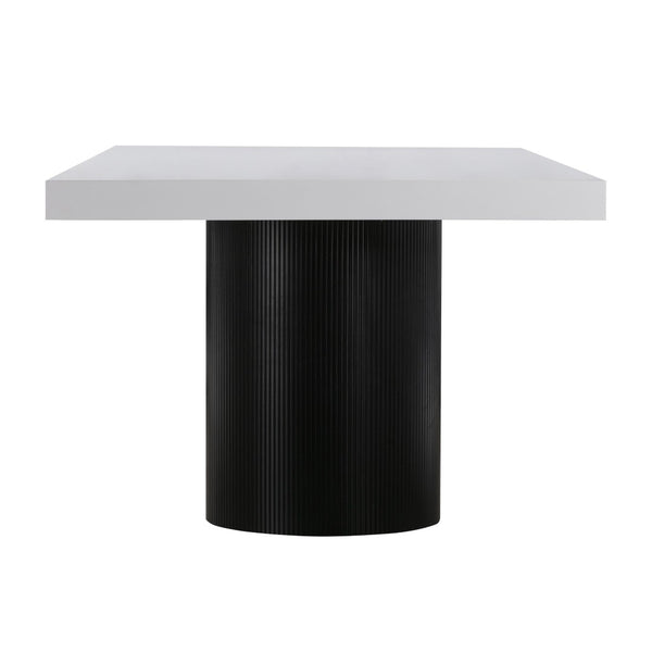 TOV Furniture Nova 95" White Lacquer Dining Table – Modern Elegance with Sturdy Black Pedestal for 8-10 Guests TOV-D44185