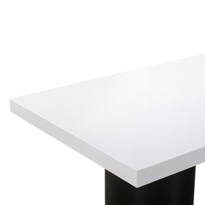 TOV Furniture Nova 95" White Lacquer Dining Table – Modern Elegance with Sturdy Black Pedestal for 8-10 Guests TOV-D44185